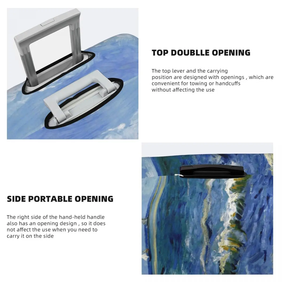 فنسنت فان جوخ غطاء الأمتعة حامي مضحك الشاطئ في شيفينجنز في الطقس العاصفة حقيبة سفر يغطي لمدة 18-32 بوصة #4