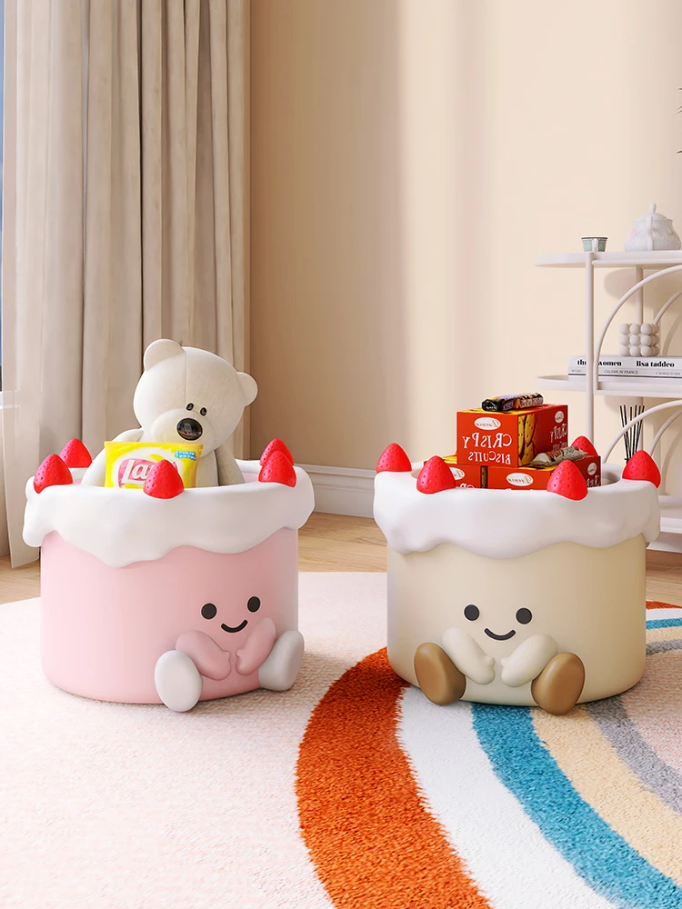 

Statue Cartoon Key Storage Decoration Strawberry Cake Box Sculpture Living Room Bedroom Entrance Desktop Home Decor Crafts Gifts