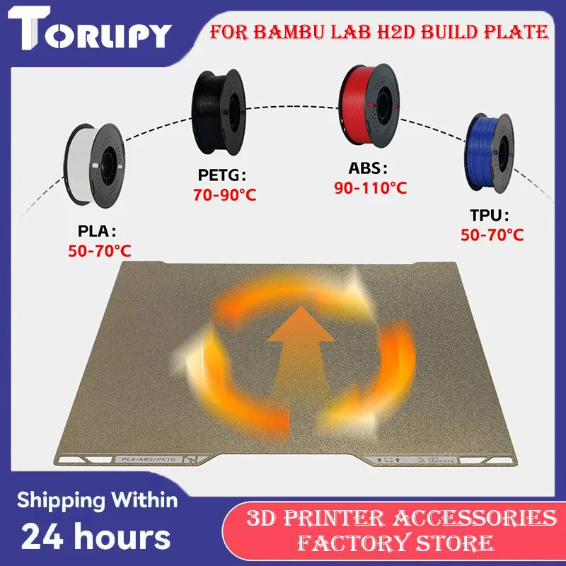 

For Bambu lab H2D Build Plate 350x320mm Support Double -Sided Printing Textured PEI Double Heated Bed For 3D Printer Accessories