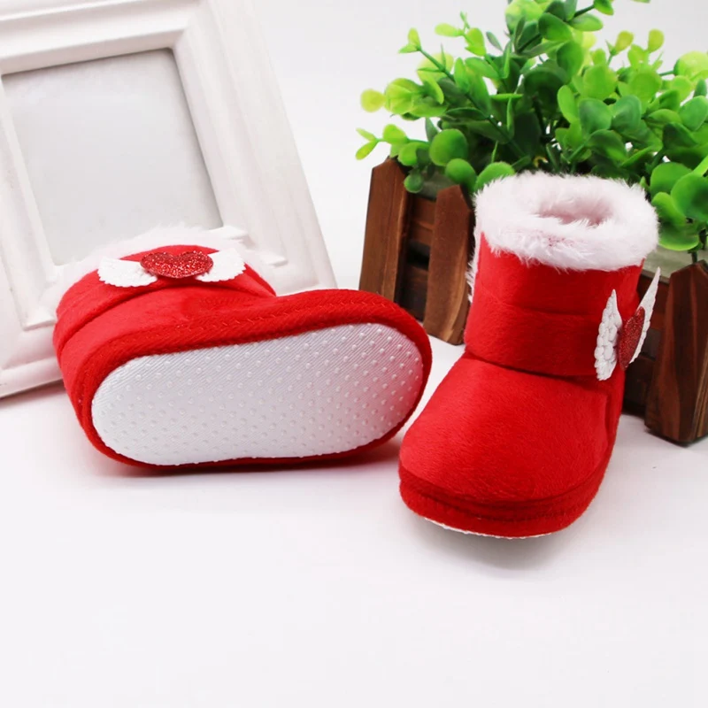 Newborn Baby Girl Plush Snow Booties Winter Warm Shoes Non-Slip Sneaker Walking Soft-Soled Toddler Children First Walkers