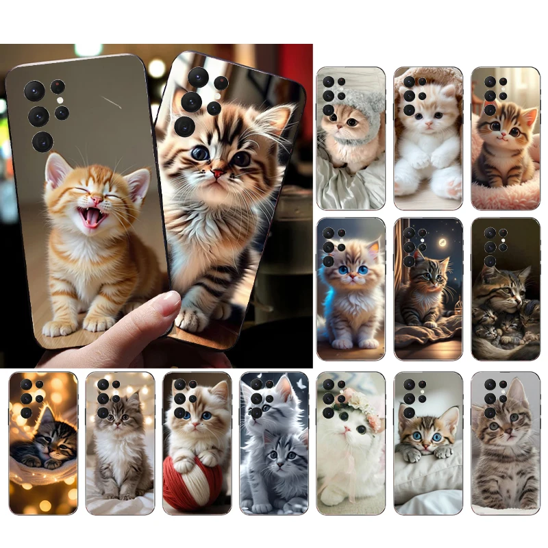 Cute Kitten Cats Funda Phone Case For Samsung Galaxy S25 S24 S23 S22 S21 Ultra S24 S23 S22 S21 S25 Plus S24 S20 Fe