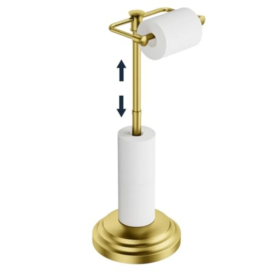 

Bathroom Toilet Paper Holder Stand, Toilet Paper Holder Free Standing, Stainless Steel Pivoting Toilet Tissue Roll Holder Adjus