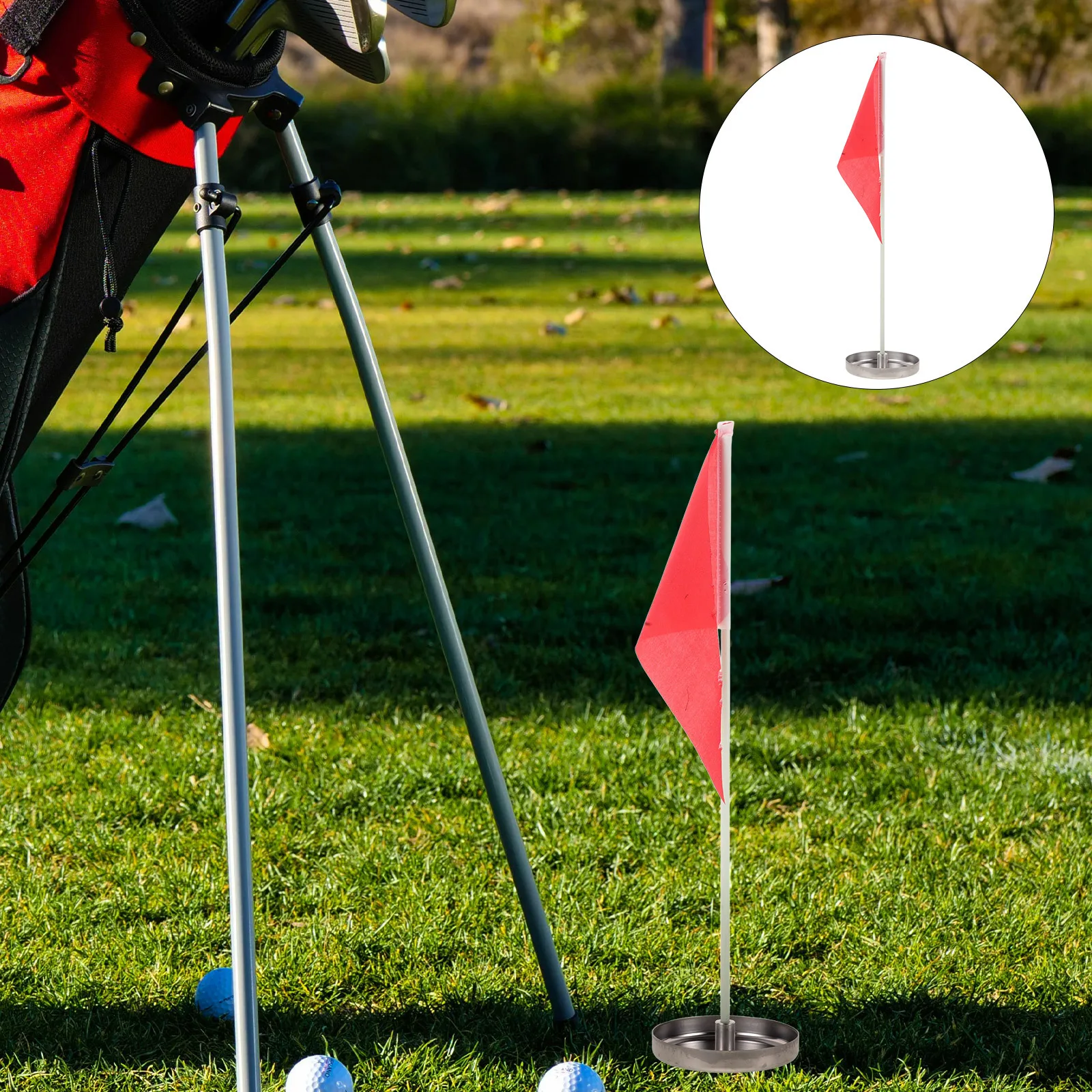 

Golf Hole Cup Stainless Steel Durable Red Flag Practice Putting Cup Golf Training Supplies Putting Green Cups and Flags