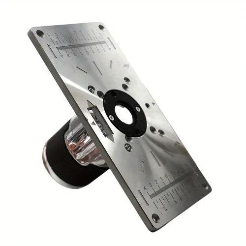 Imagen 2 del producto Mesa enrutadora de aluminio, placa de inserción para bancos de carpintería, placa enrutadora, herramientas de madera, fresadora y recortadora con anillos