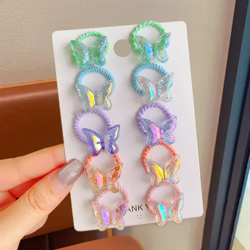 10 Stück Cartoon Niedliche Schmetterling Elastische Haarbänder für Mädchen Kinder-Haaraccessoires Elastische Haarbänder für Kinder – Detail 5