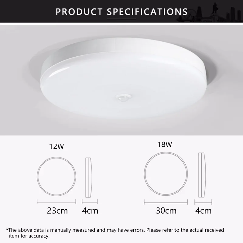 Lámpara de Techo LED con Sensor Infrarrojo para Hogar, Garaje, Ático, Puerta, Pasillo, Escalera, Almacén