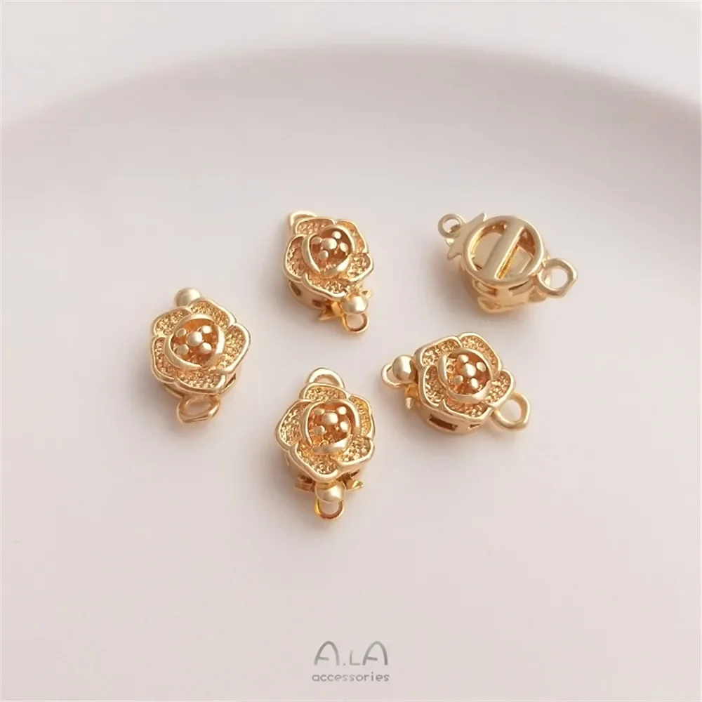 

14K Gold Plated Rose insert buckle handmade DIY crystal pearl necklace connection end buckle jewelry accessories