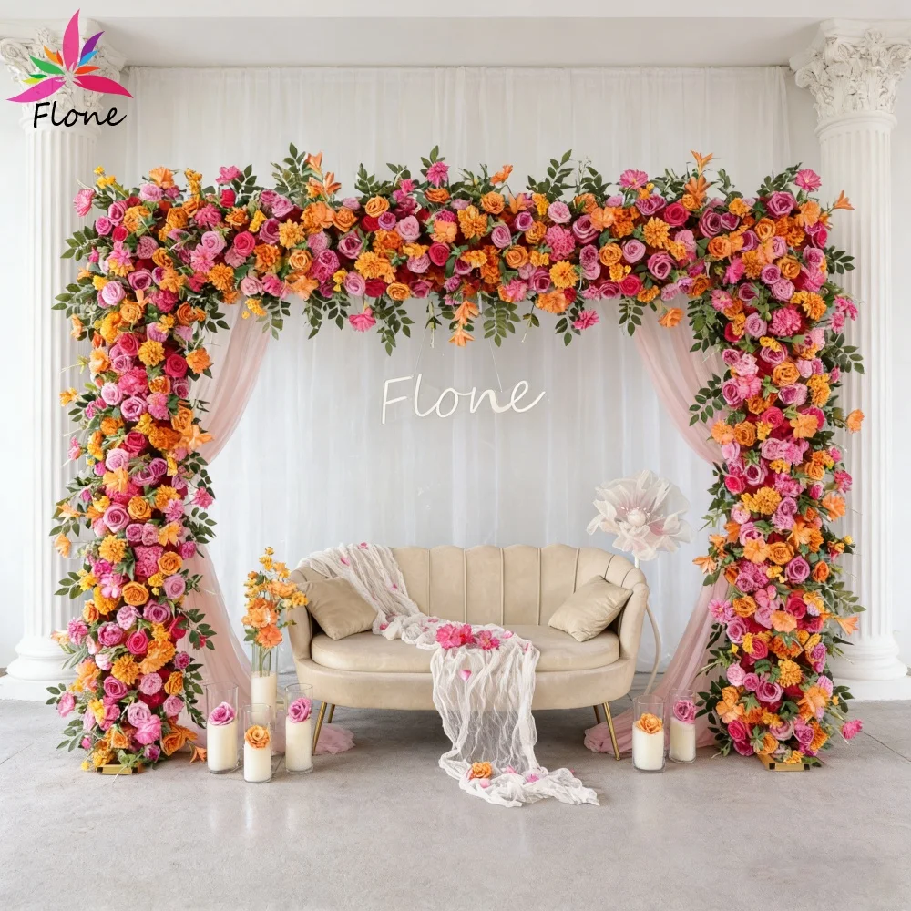 

Искусственная цветочная композиция для свадебной арки: розы, пионы, гортензии, цветочная гирлянда для мероприятий и вечеринок, цвет: розово-оранжевый, FL2992