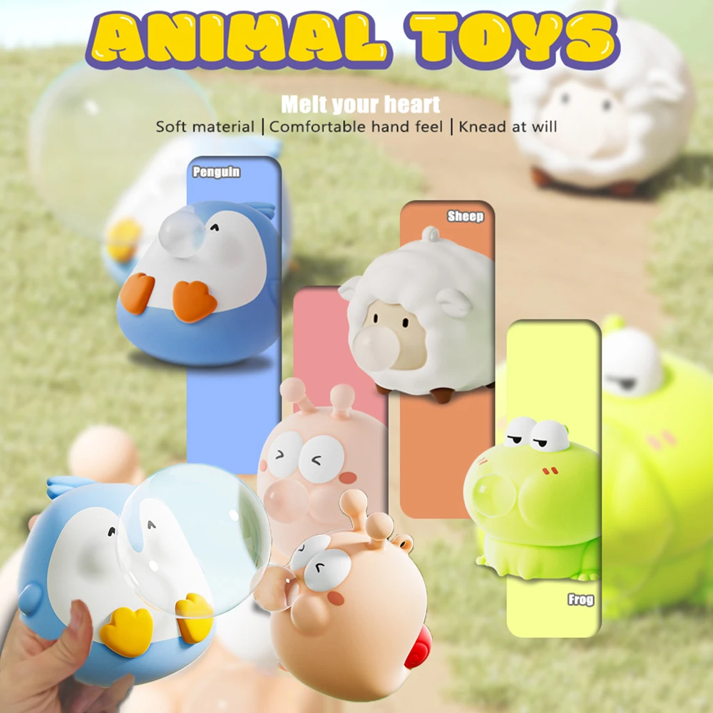Novo animal bonito cuspir bolhas squish squeeze brinquedo, ansiedade alívio do estresse brinquedos para crianças e adultos, presente de natal de aniversário