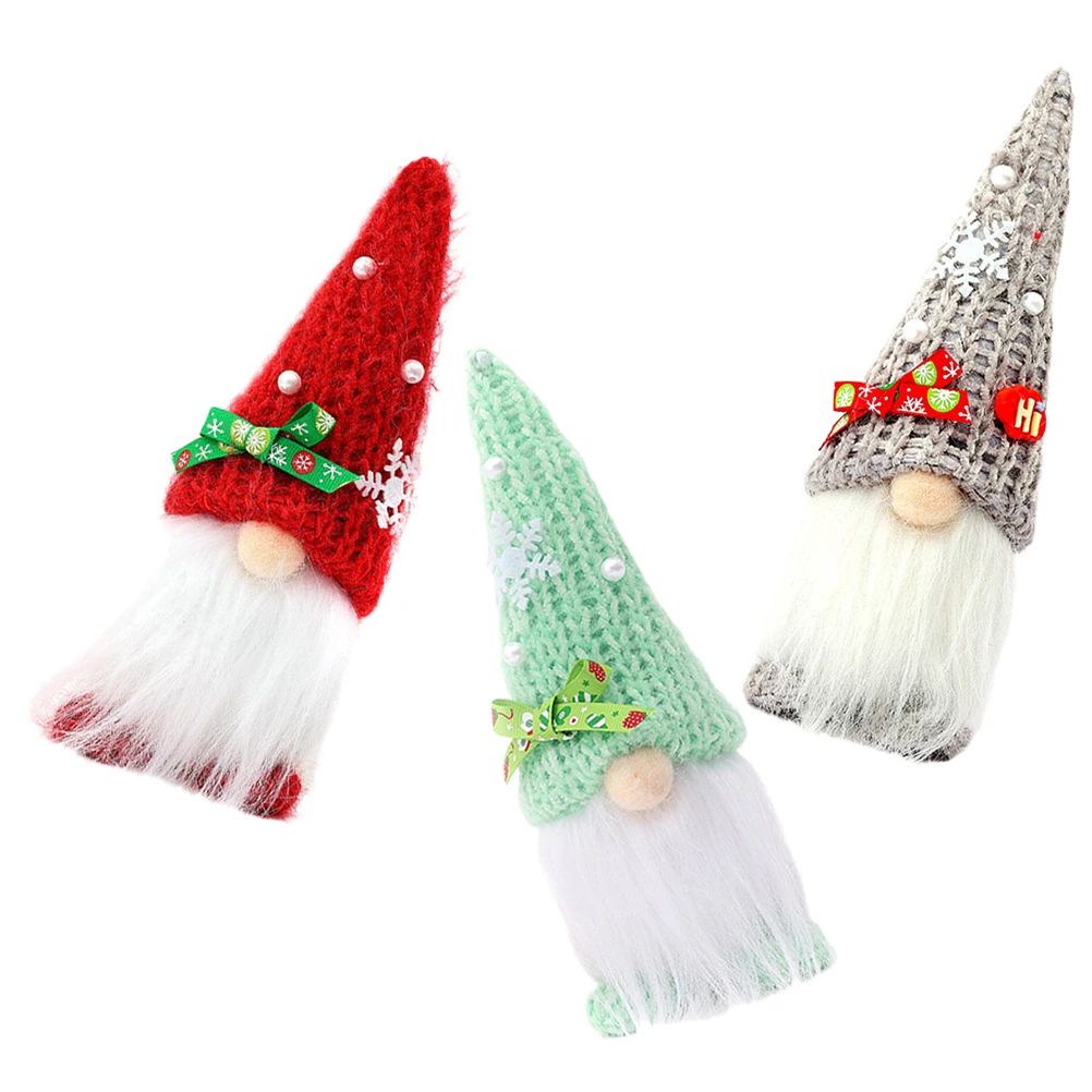

3 шт. гном Рождественский декор красный зеленый серый ткань шерсть прочный орнамент для дома и офиса центральная часть настольная детская