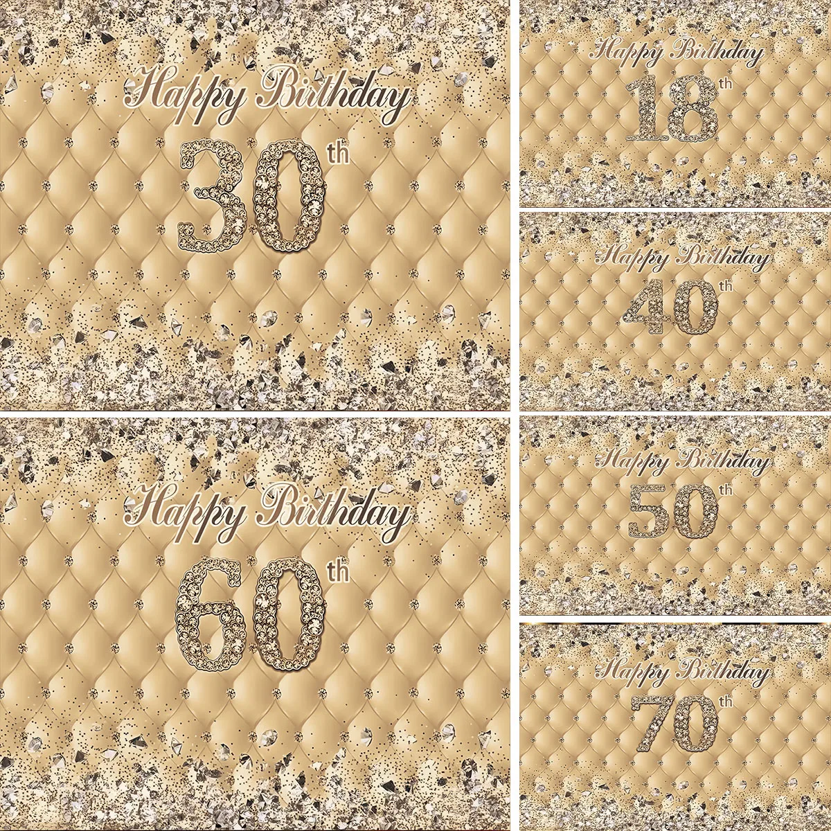 18 30 40 50 60th Birthday Gold Glitter Backdrop Adult Portrait Photo Background Studio Customize Vinyl Cloth Photocall birthday