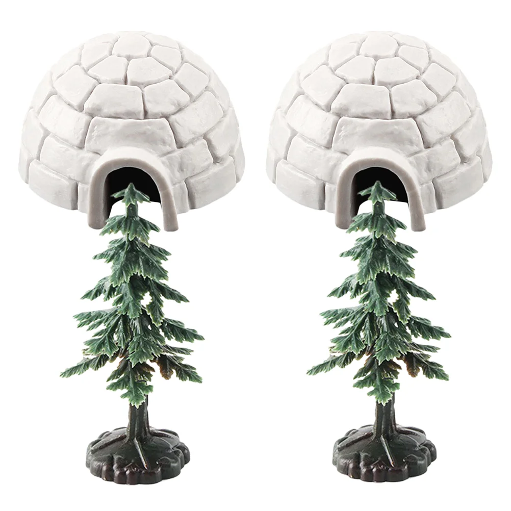 Igloo Model Miniature Trees Antarctica Figurine Toys Lifelike Ice House Models Figurines for Decor