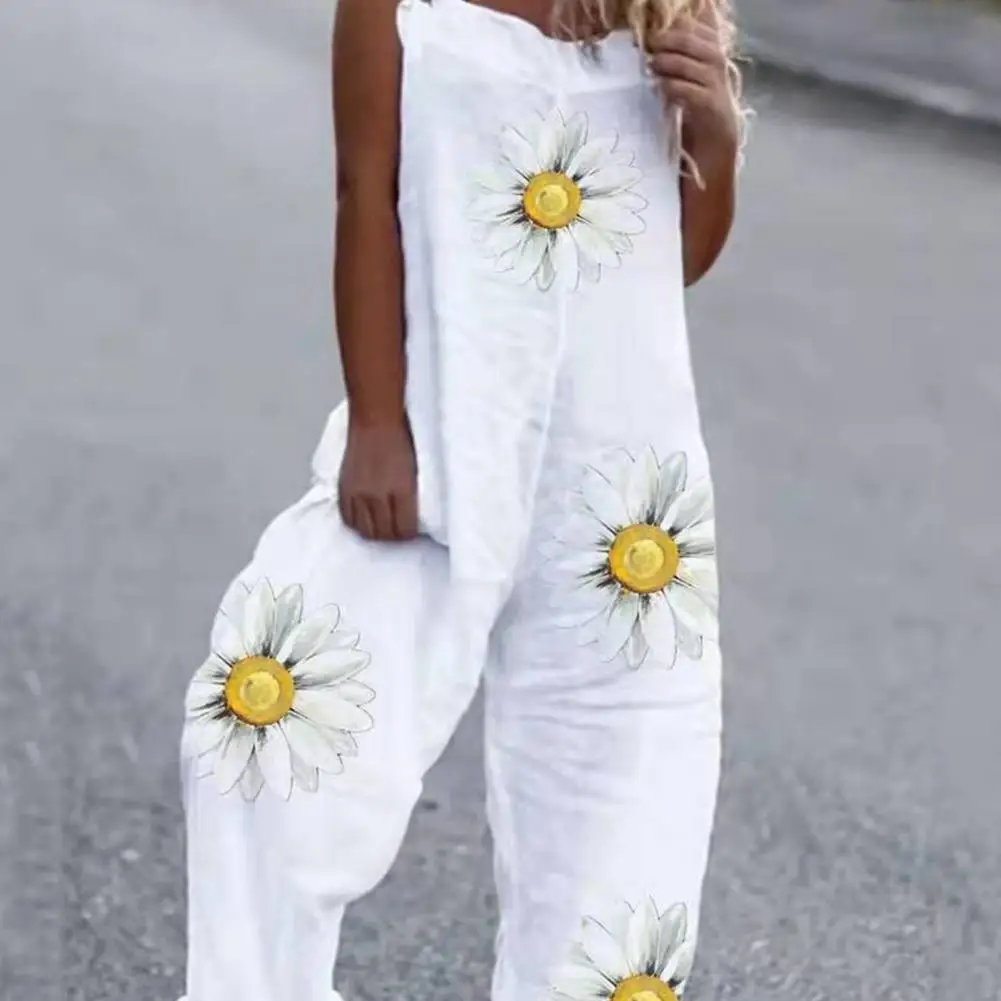 Sommer mode lässig Blumen druck lose Overalls Frauen schulter frei Sling Overalls elegante Damen ärmellose Stram pler Streetwear