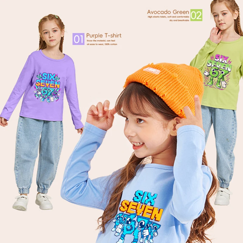 67 ستة سبعة تي شيرت الملابس سرقة الدماغ الأطفال طويلة الأكمام صبي فتاة ملابس علوية من القطن أنيمي المحملة طفل الملابس الشتوية هدية جديد #3