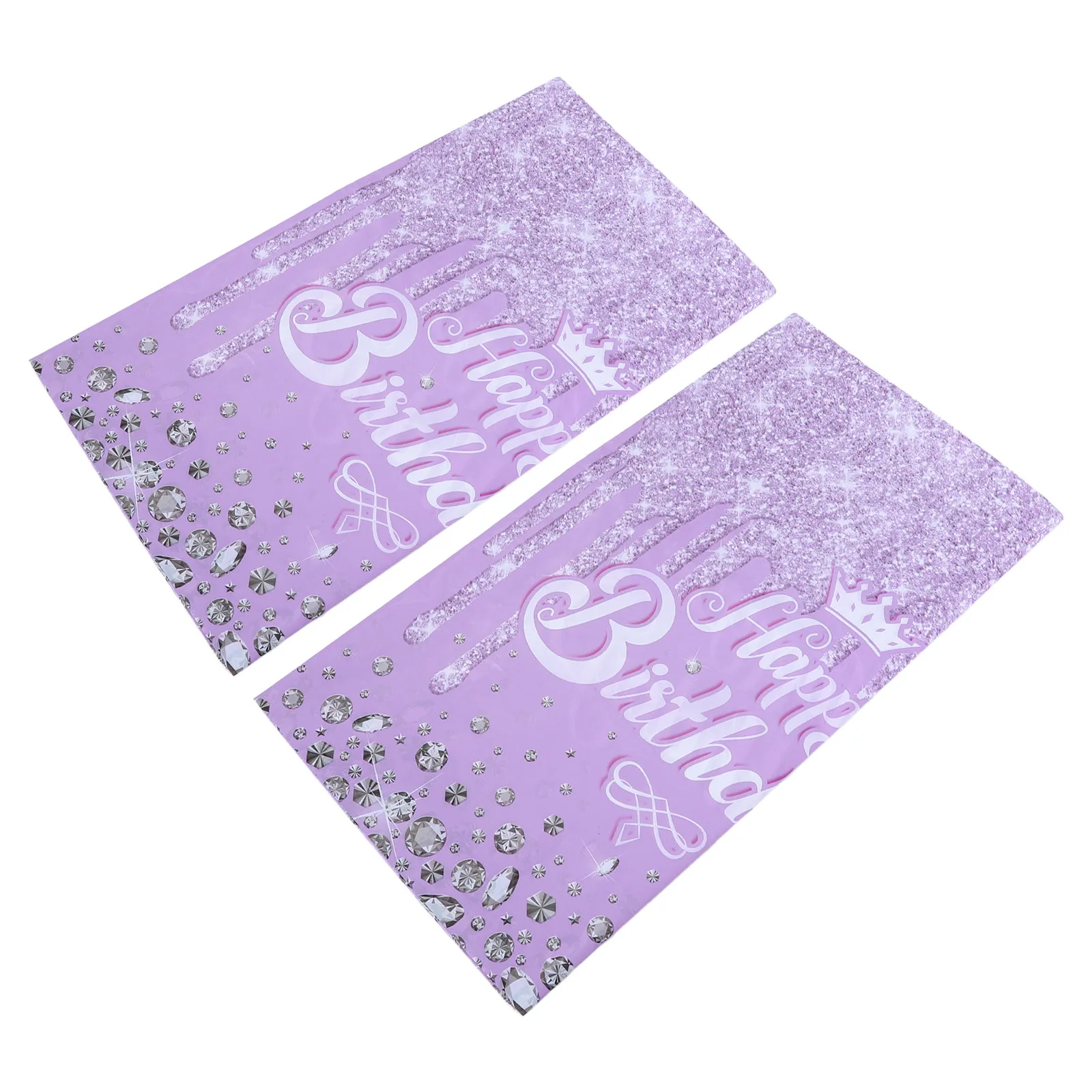 2Pcs Party Tablecloth Rectangular Purple Glitter Disposable Plastic Table Cover Sequin Print Wedding Birthday Festival Banquet