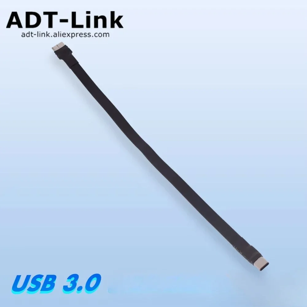 ADT-Link USB 3.0 Micro-USB macho a tipo C macho plano flexible hacia arriba, abajo, ángulo izquierdo y derecho 90 °   Cable de extensión del conector FPV FPC de datos