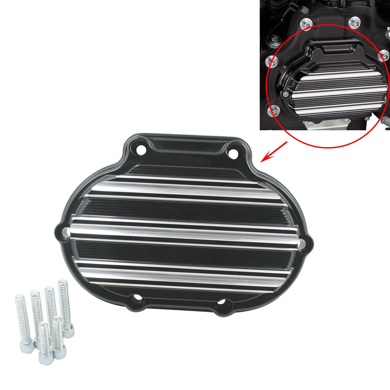 

Motorcycle CNC Transmission Side Cover Black For Harley For Touring For Electra Glide For Road King FLHR For Dyna 2008-2013