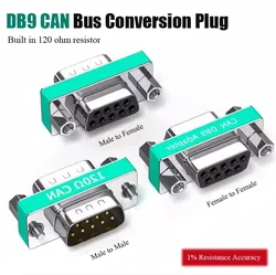 1% Accuracy DB9 Male to Female Conversion Pug CAN Bus Conversion Head Serial Port Built-in 120 ohm CAN Terminal Resistance