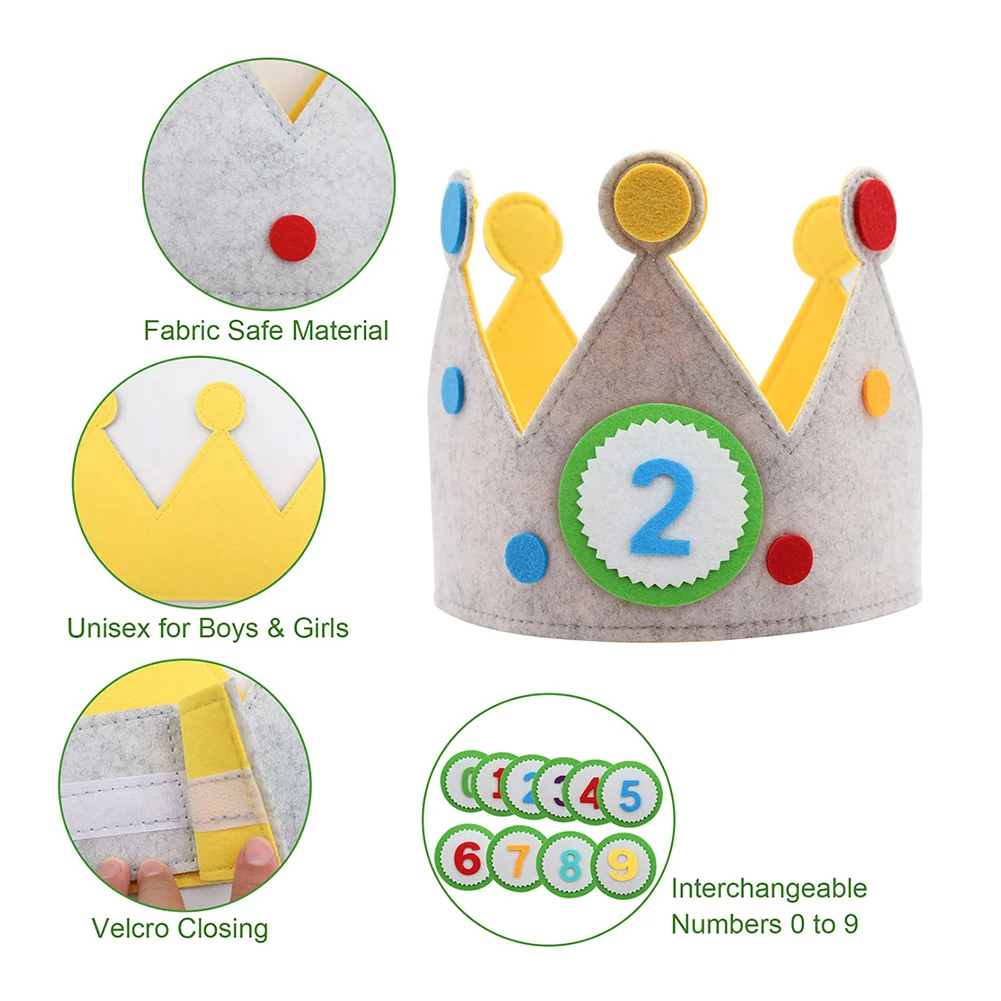 펠트 생일 왕관 크리 에이 티브 교환 가능한 숫자 크라운 어린이 날 선물 소녀 소년 생일 파티 장식