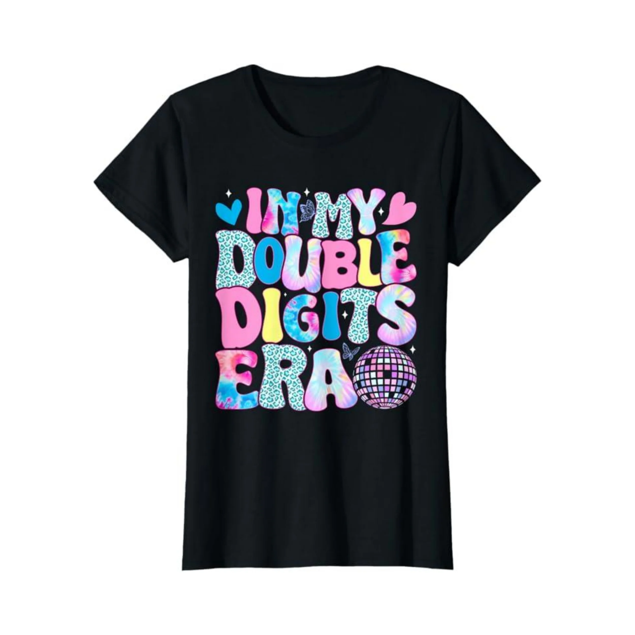 In My Double Digits Era Retro 10 Year Old 10th Birthday Girl Women's Crewneck Novelty Trend Fashion 100% Cotton T-Shirt 01232