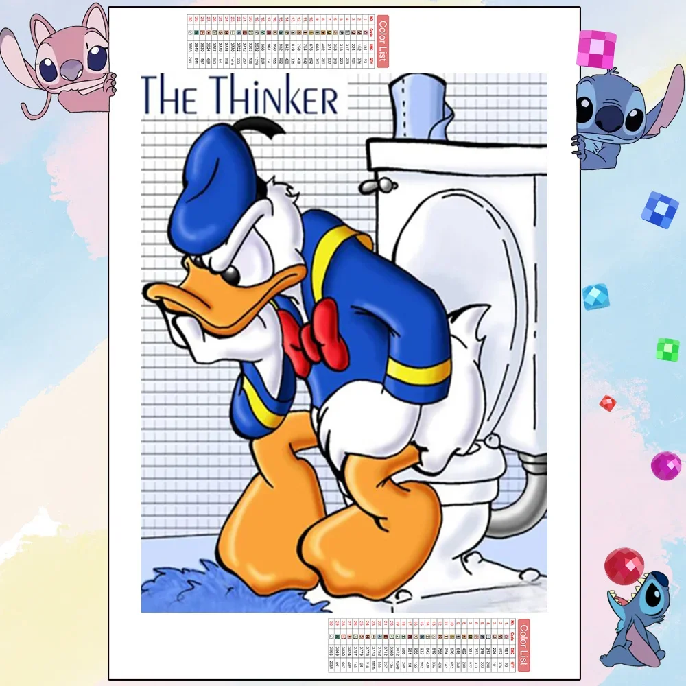 

Алмазная картина Диснея, Дональд Дак, 5D, полная алмазная вышивка, туалет, мультяшный декор для ванной комнаты, набор для рукоделия, фотографии со стразами