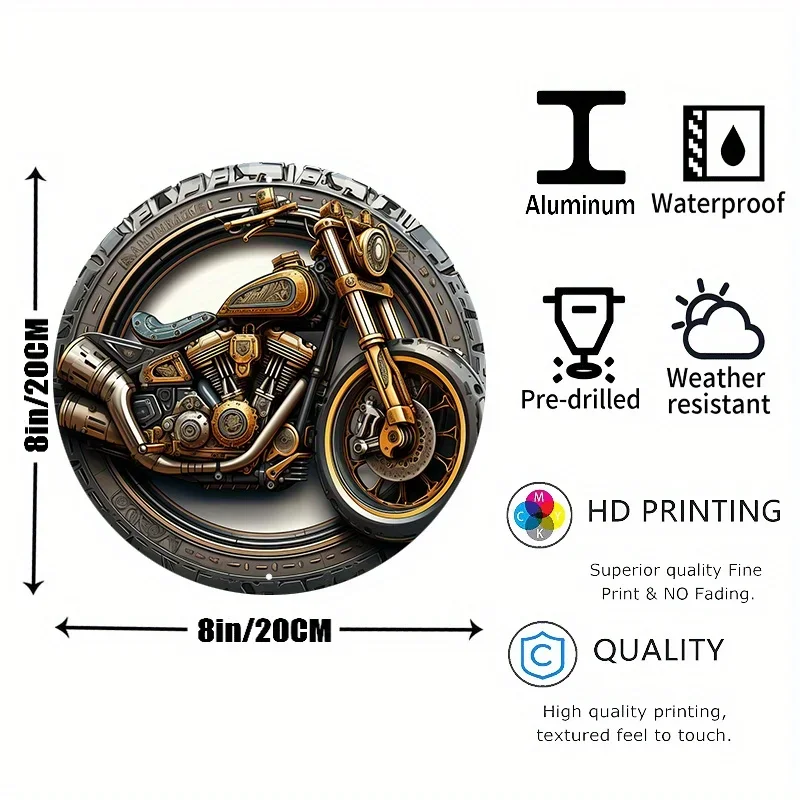 علامات دراجة نارية عتيقة معدنية من الألومنيوم ، علامات عتيقة مستديرة ، ديكور المرآب