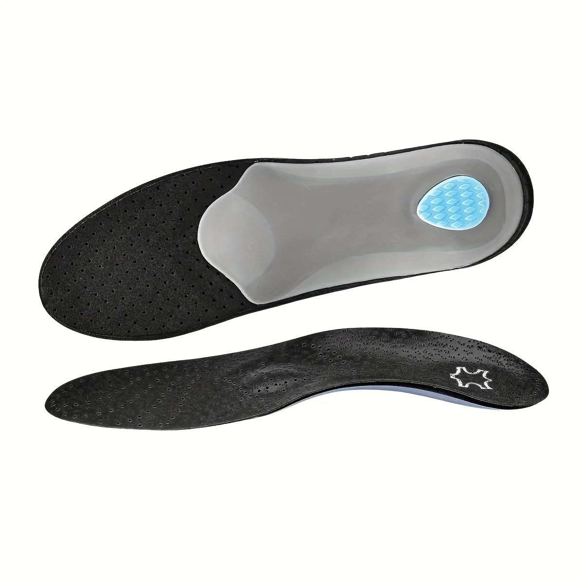 One Pair of High-Quality Faux Leather Shoe Insoles with Arch Support, Thickened Shock Absorption, Breathable and Sweat-Absorben