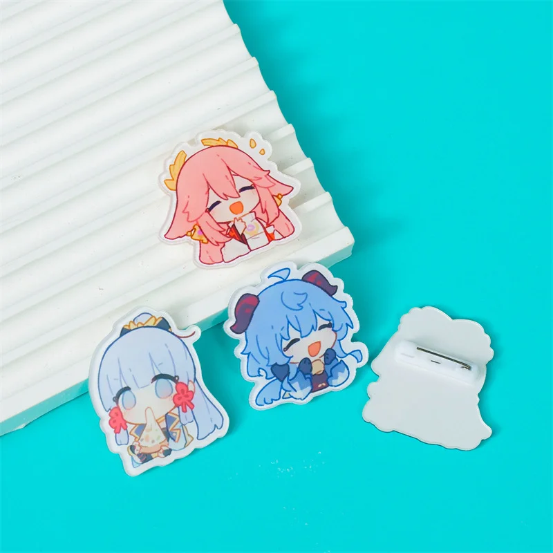 1PCS Anime Game Genshin Impact Kamisato Ayaka Yae Miko Lapel Badges Clothes Jewelry Collar Brooches Accessories Gifts For Friend