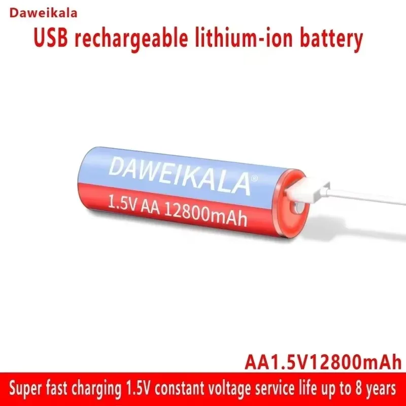 AA USB Rechargeable Li-ion Battery for Toy MP3 Player Thermometer Keyboard, 1.5V AA12800 mah, Li-ion Battery, New Product