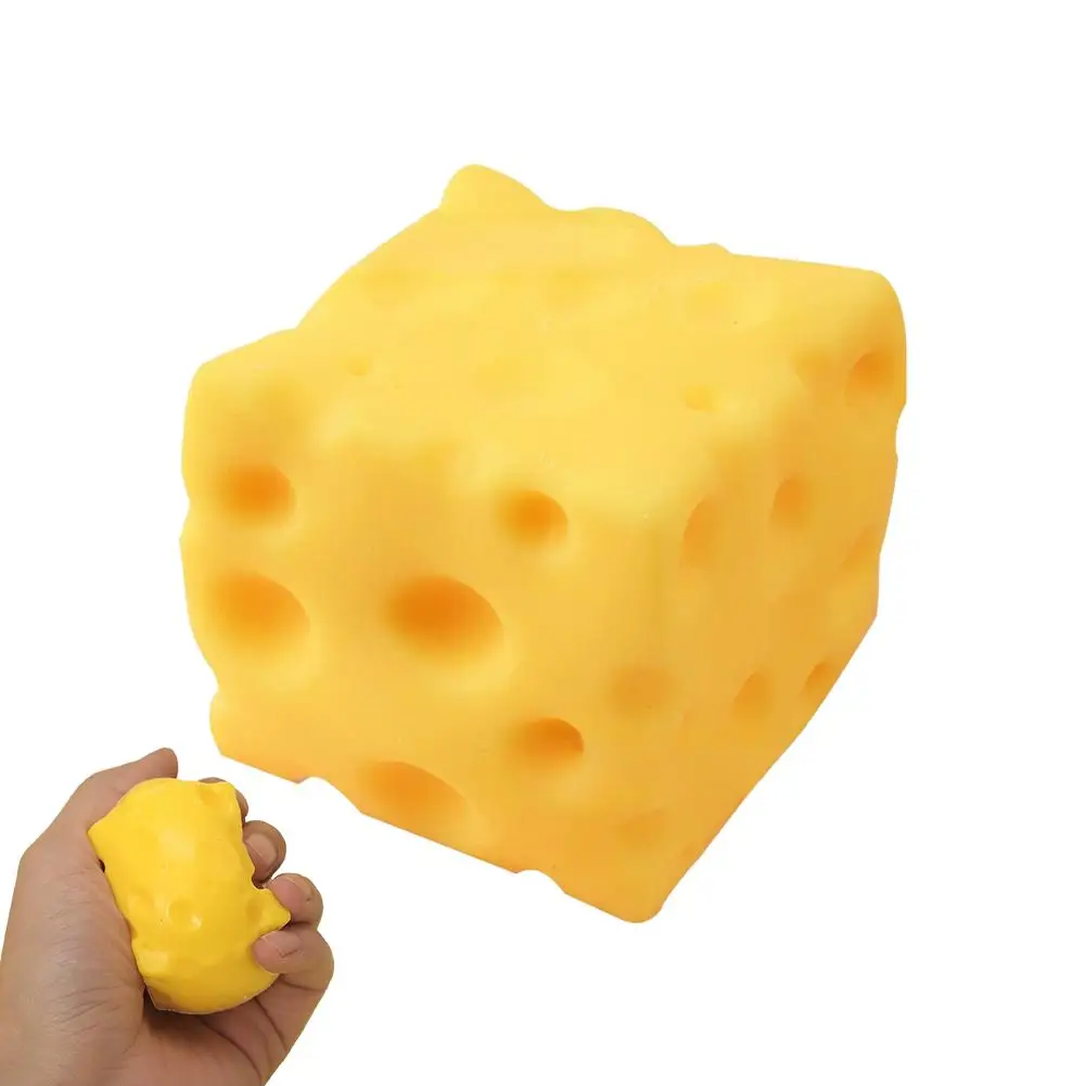 Simulatiekaas Slow Rebound Knijpfiguur Reuze Kaas Knijpspeelgoed ASMR Sensorisch Anti-Stress Kaasblokje Bal - afbeelding 1