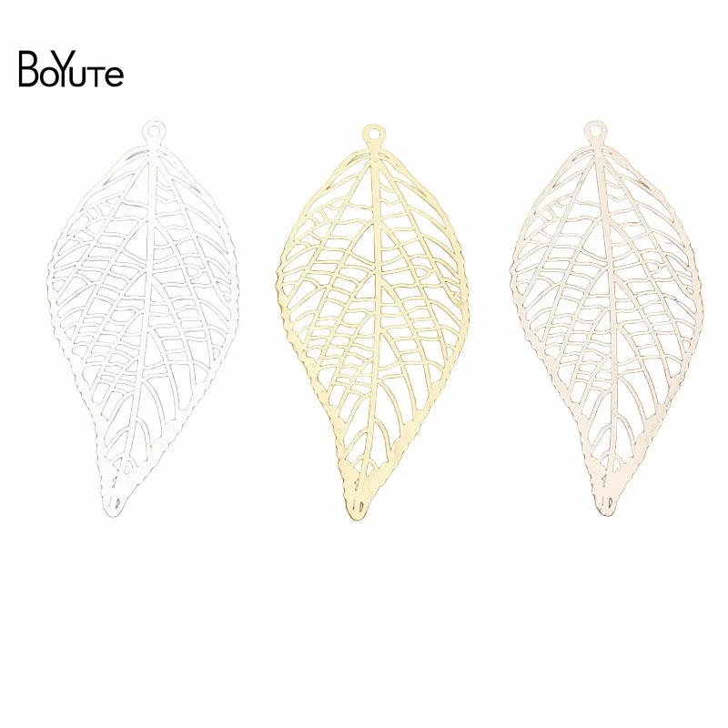 

BoYuTe (40 Pieces/Lot) 43*20MM Brass Filigree Leaf Pendant Materials Handamde Diy Jewelry Accessories