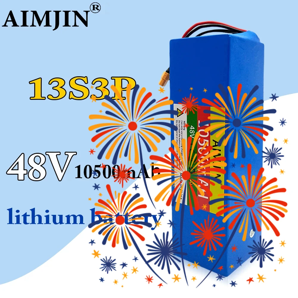 

48V Battery 10.5Ah 13S3P 18650 Lithium ion Battery Pack 10.5Ah For E-Bike electric motor 54.6v 500W with BMS charger
