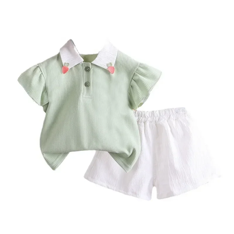 

New Summer Baby Clothes Suit Children Girls Fashion Solid T-Shirt Shorts 2Pcs/Sets Toddler Casual Costume Infant Kids Tracksuits