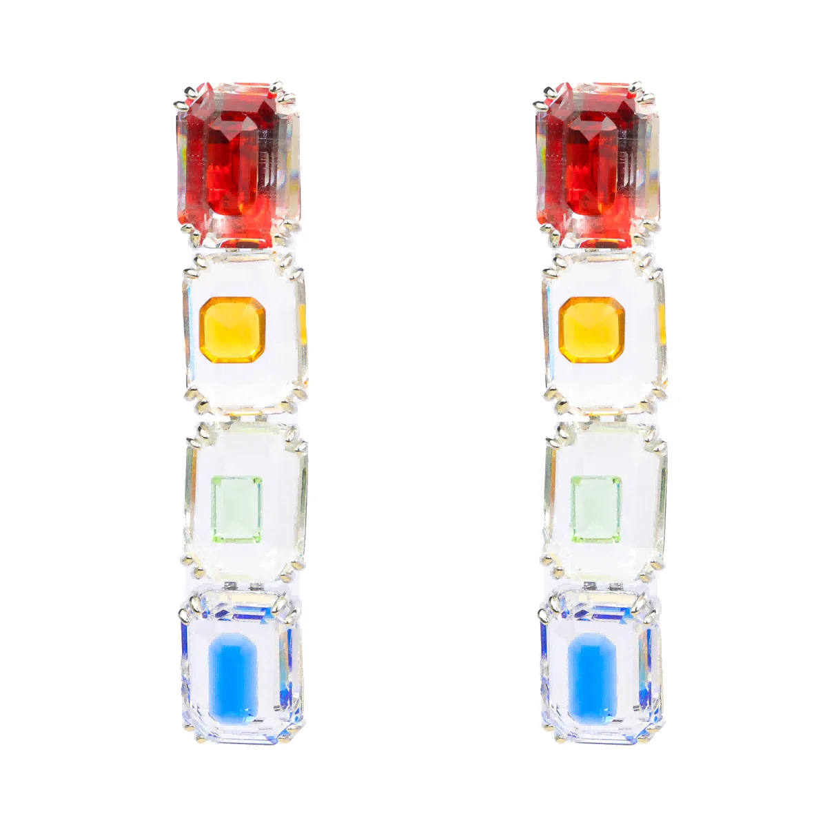 Stunning Square Aquamarine Zircon Earrings Women Simple Geometric Trendy All-match Daily Dangle Earrings