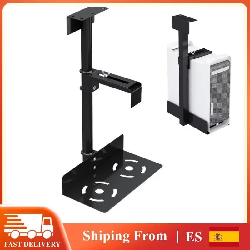 Soporte para PC debajo del escritorio, soporte lateral de pared para CPU, soporte para torre de computadora, ancho ajustable de 5.3 a 9.2 pulgadas, colgador para torre principal de computadora, soporte para host.