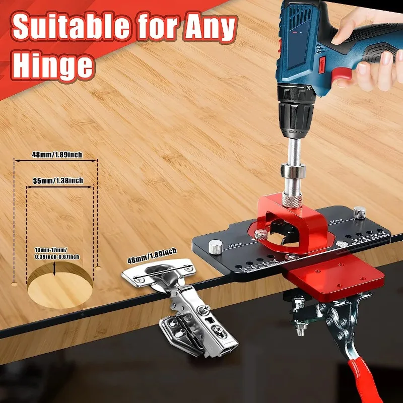 Aluminum alloy 35MM hinge drilling guide hinge, used for installation of woodworking cabinet wardrobe doors