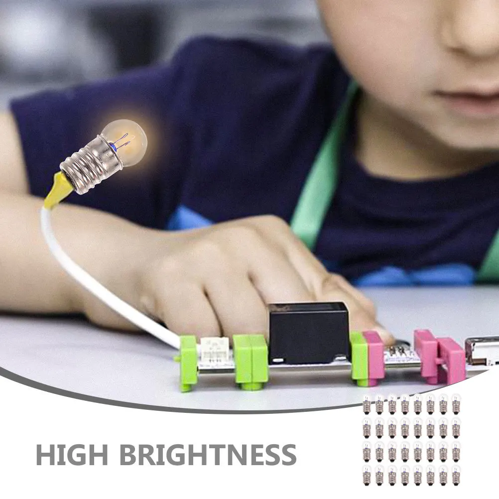 

50Pcs Physical Electrical Light Bulbs Small Screw Bulb Experiment Kit 2.5V 3.8V Replacement Electric Beads for Science