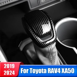 Car Gear Shift Knob Gear Head Cover Trim For Toyota RAV4 2019 2020 2021 2022 2023 2024 RAV 4 XA50 Hybrid ABS Carbon Accessories