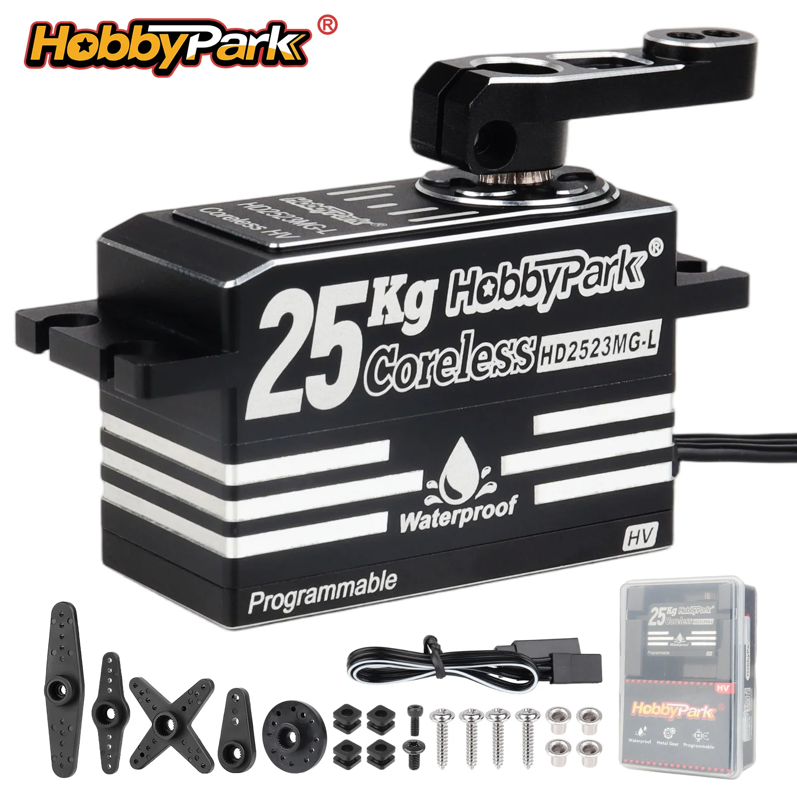 

HobbyPark Low Profile Servo 0.05sec Fast High Speed Steering Servo Coreless 25kg for 1/10 RC Touring Cars Race Drift Upgrades