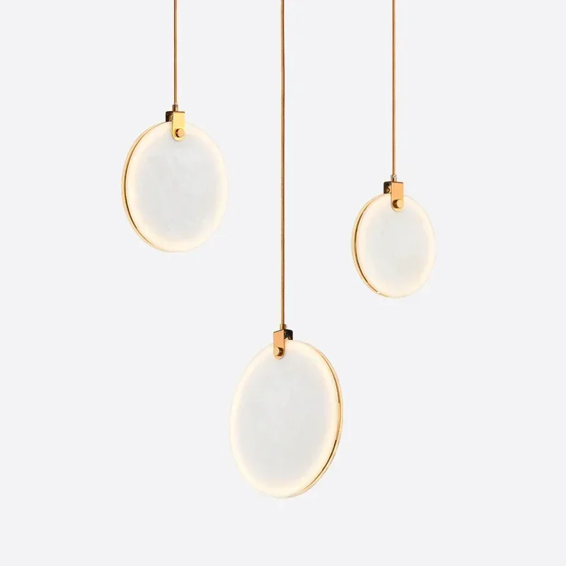 Nordic Modern Marble Caf É, Bar, Kitchen, Dining Room, Study, Children's Room, LED Decorative Circular Marble Small Chandelier