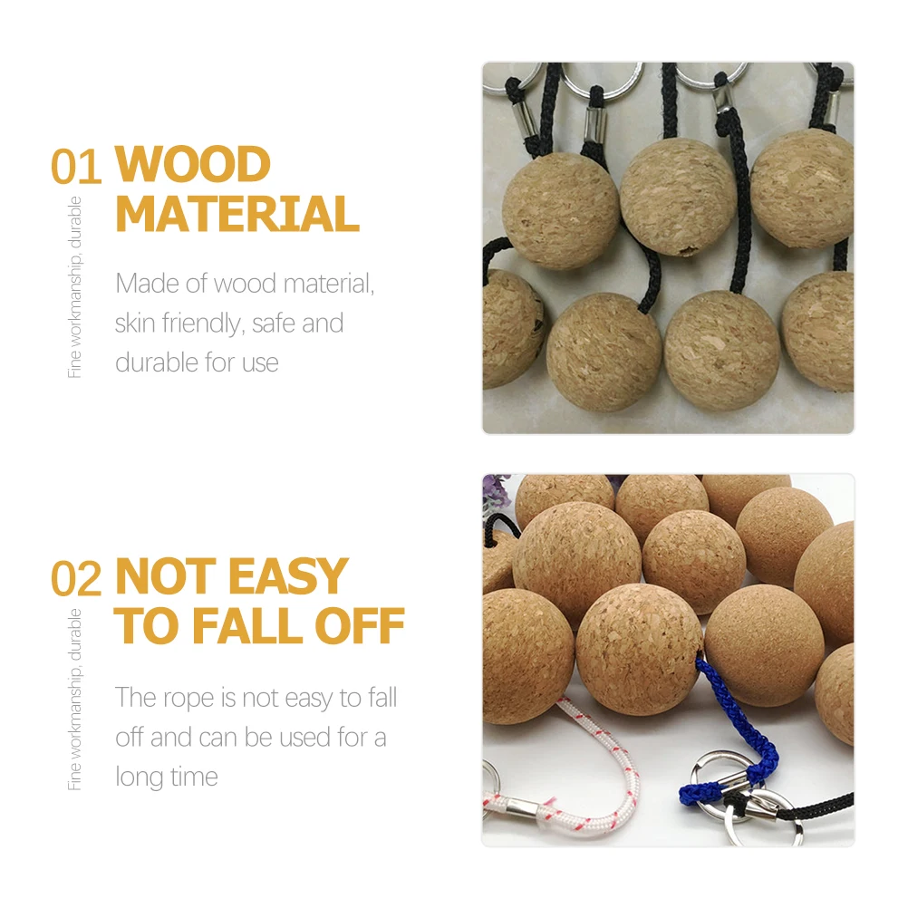 

4pcs Floating Cork Ball Keychain Durable Soft Wood Wide Use Boating Fishing Kayaking Rafting Swimming Sailing Surfing Pool