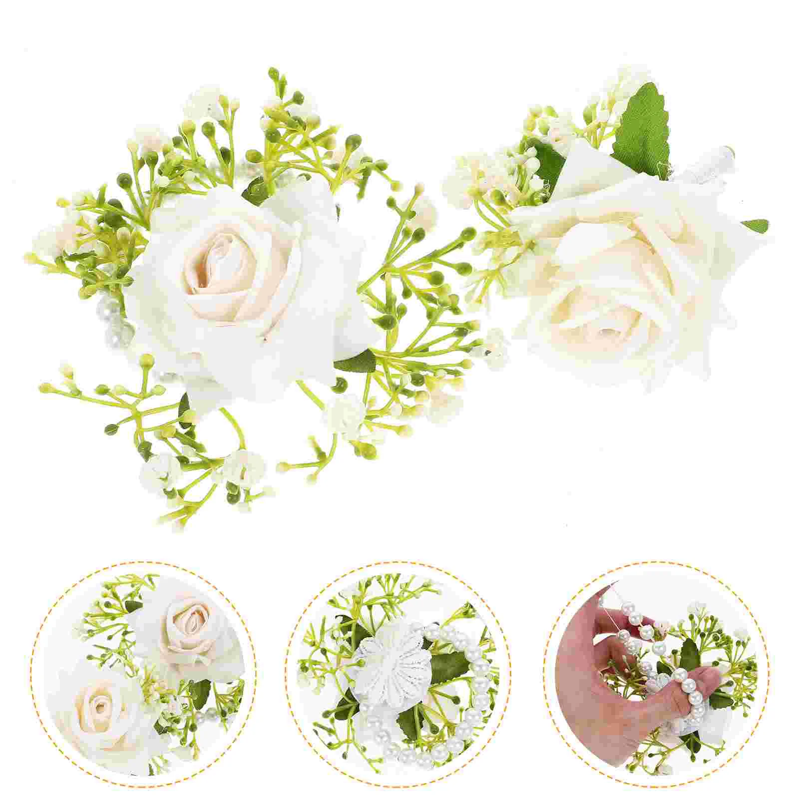 

Silk Cloth Artificial Flower Wrist Corsage Bridesmaid Wedding Boutonniere Fresh Color Comfortable Wear Bridal Accessories Party