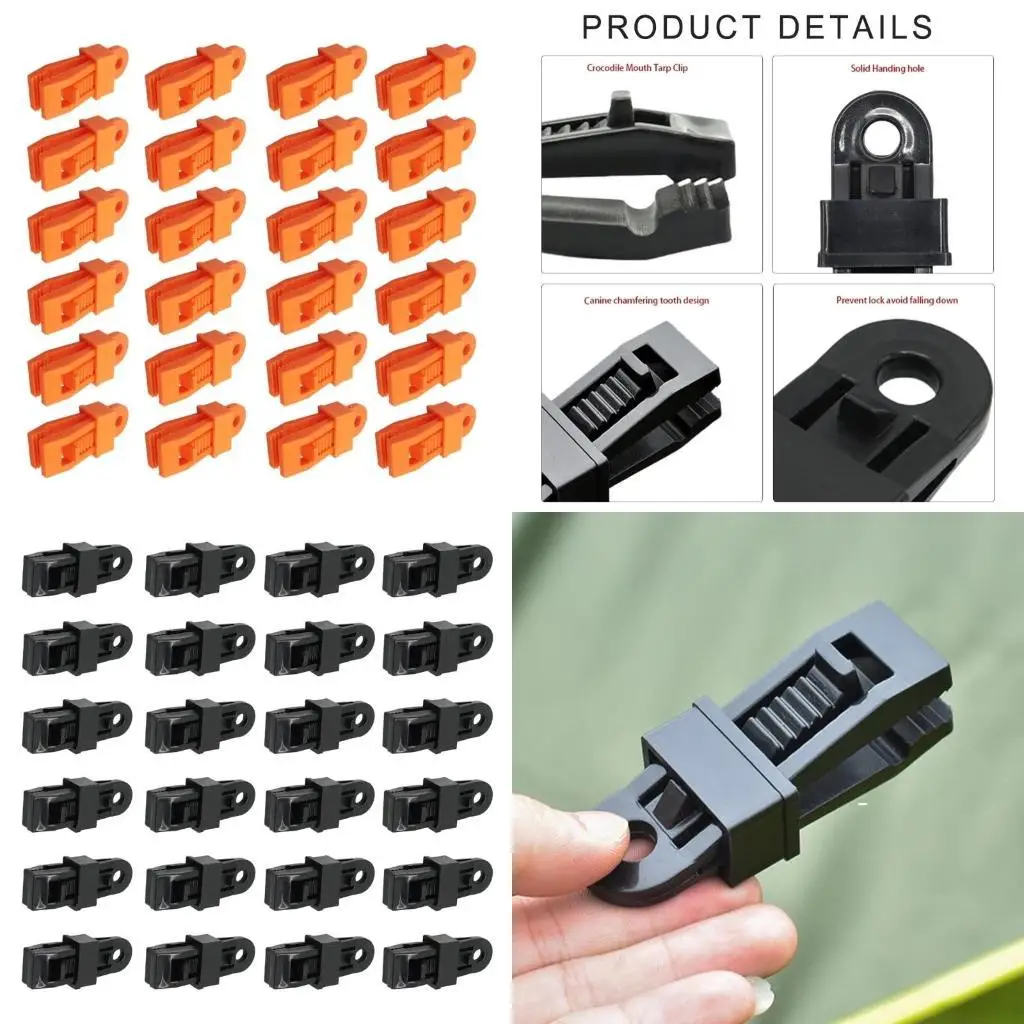 

R6FE 24Pcs Heavy Duty Tarp Clip Lock Grip Clamps Camping Tarp Fasteners Clip Holder