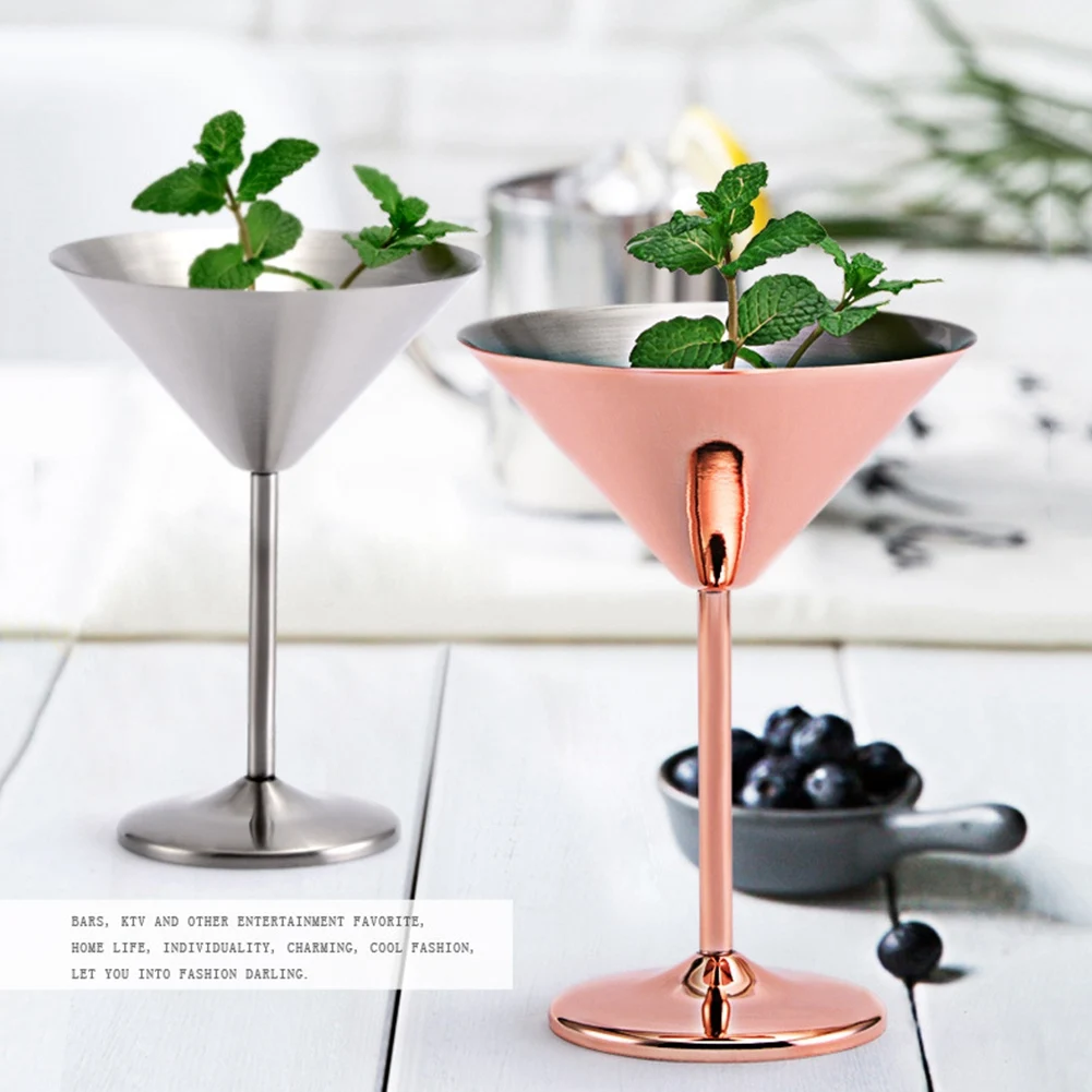 Stainless Steel Cocktail Glass High Base Wine Glass Unbreakable Wine Glass Metal Bar Champagne Glass Silver