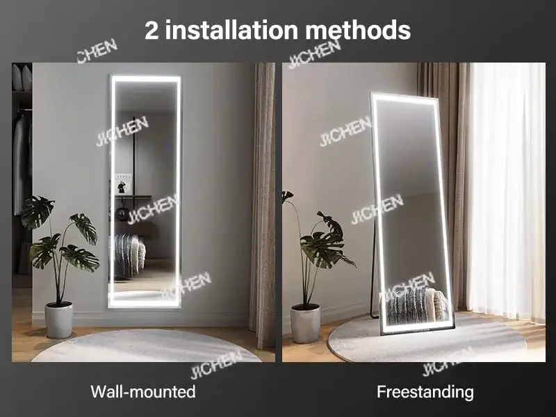 

JC JC LED Full Length Mirror, 160 X 50 Cm Floor Mirror With Lights, Wall Mounted Lighted Mirror, Free Standing Mirror, Dressing