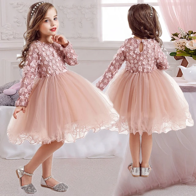 Vestidos de manga larga de princesa de flores para ninas tutu de fiesta para ninos disfraz de Navidad para ninos ropa informal de invierno de 2 a 7 anos AliExpress