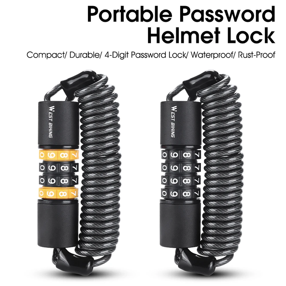 

Portable Bicycle Lock Password Rope Helmet Lock Bicycle Safety Lock Steel Wire Lock Mountain Bike Backpack Lock