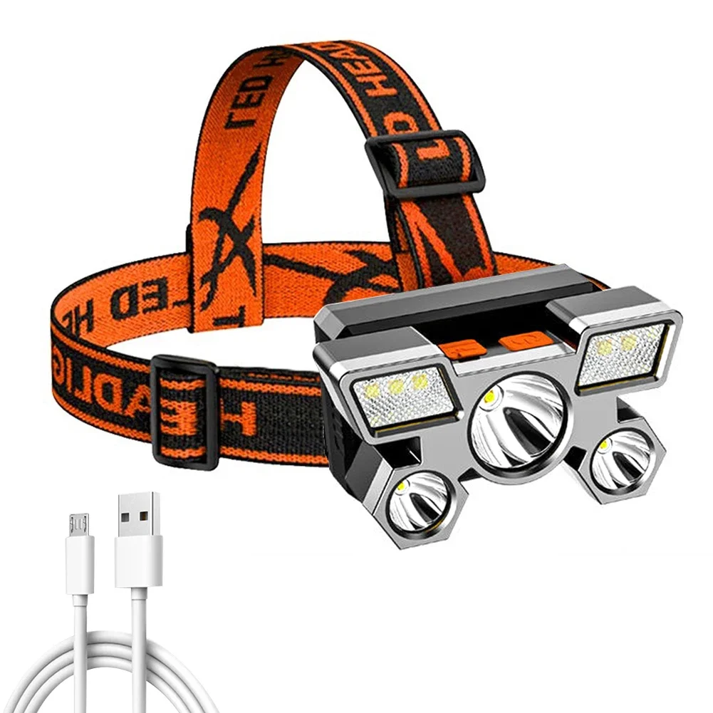 5xLED Beads Waterproof Rechargeable Headlamp for Night Fishing