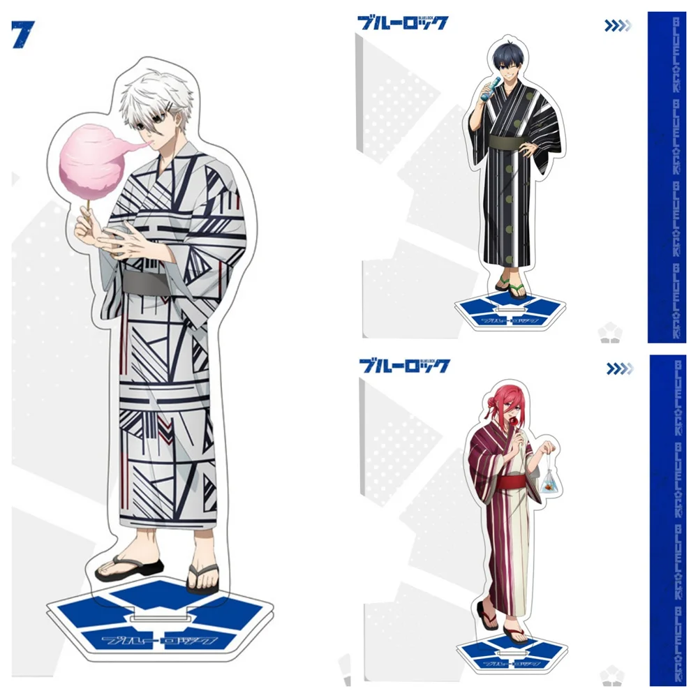 6PCS Anime 15Cm Blue Lock Figure Acrylic Stands Cosplay Isagi Chigiri Bachira Nagi Karasu Animation Blue Prison Model Plate Gift