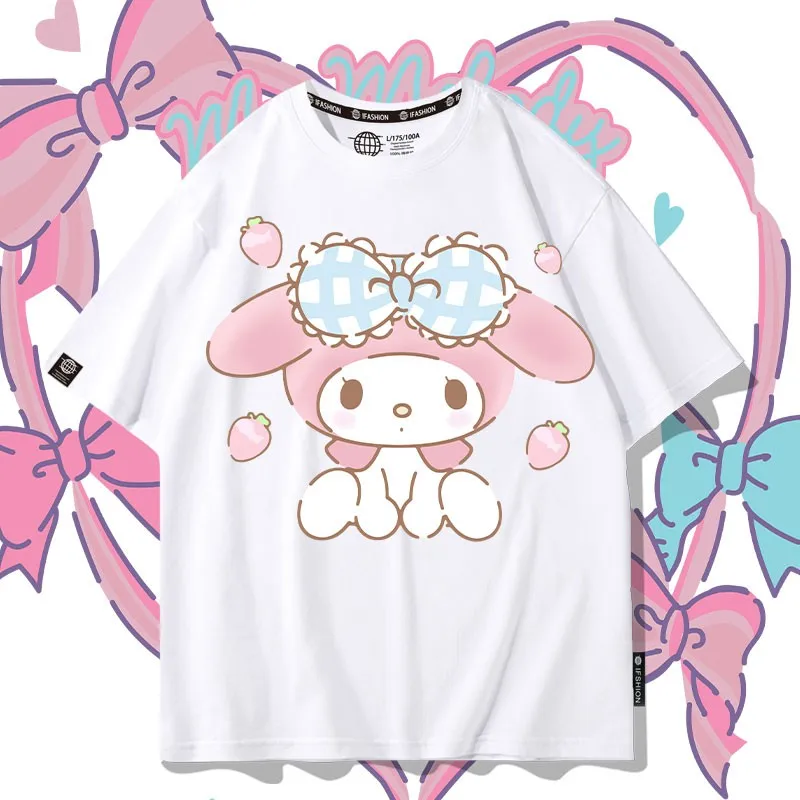 Sanrio Melody Joint Short Sleeve T-shirt Female Summer Boudoir Dress Printed Top Children Melody Clothes Cotton